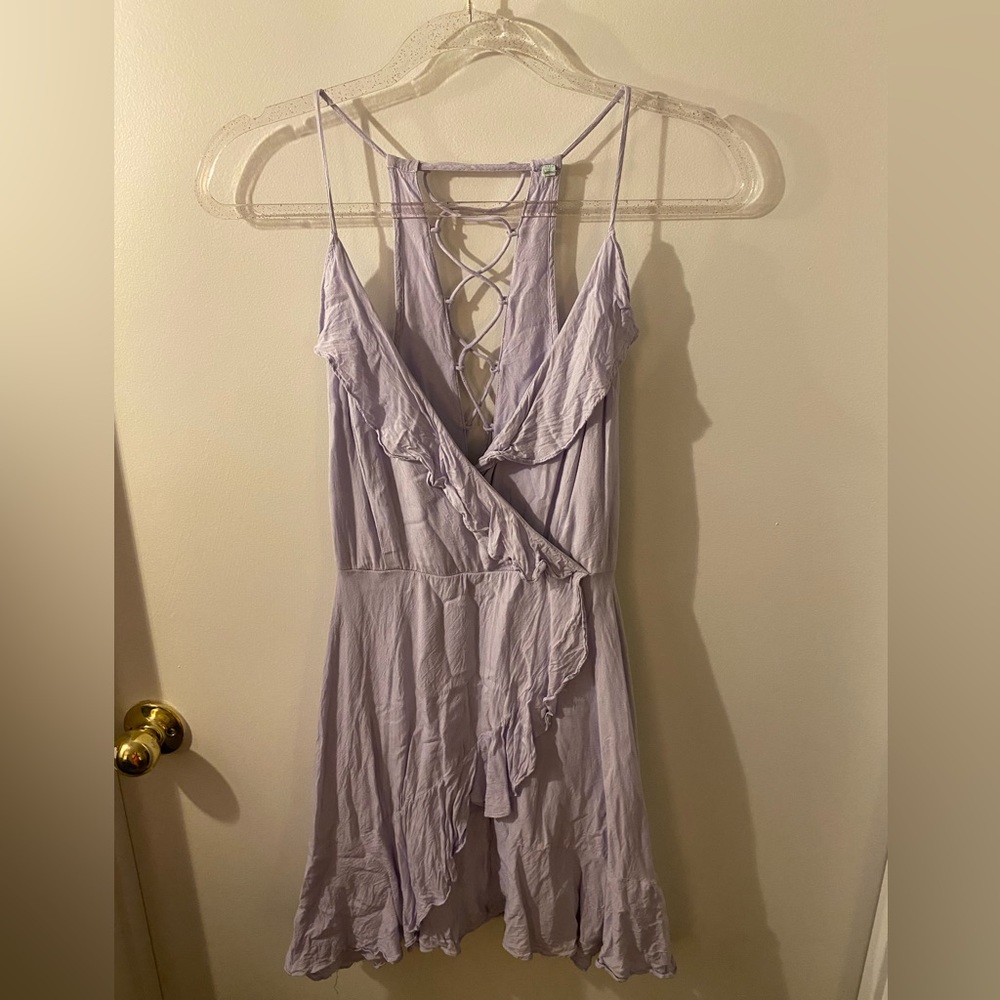 Lavender Lace Up Back Skater Dress